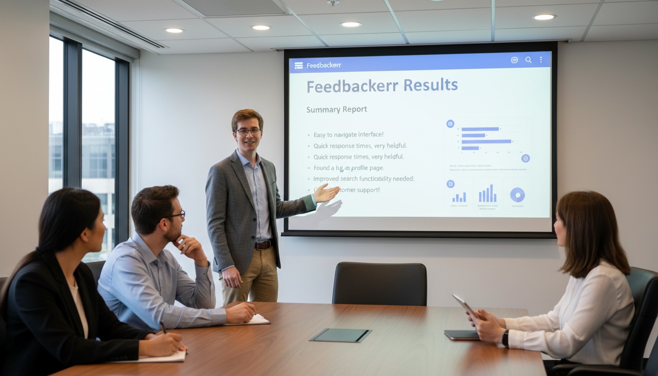 Presentation showing results to a team